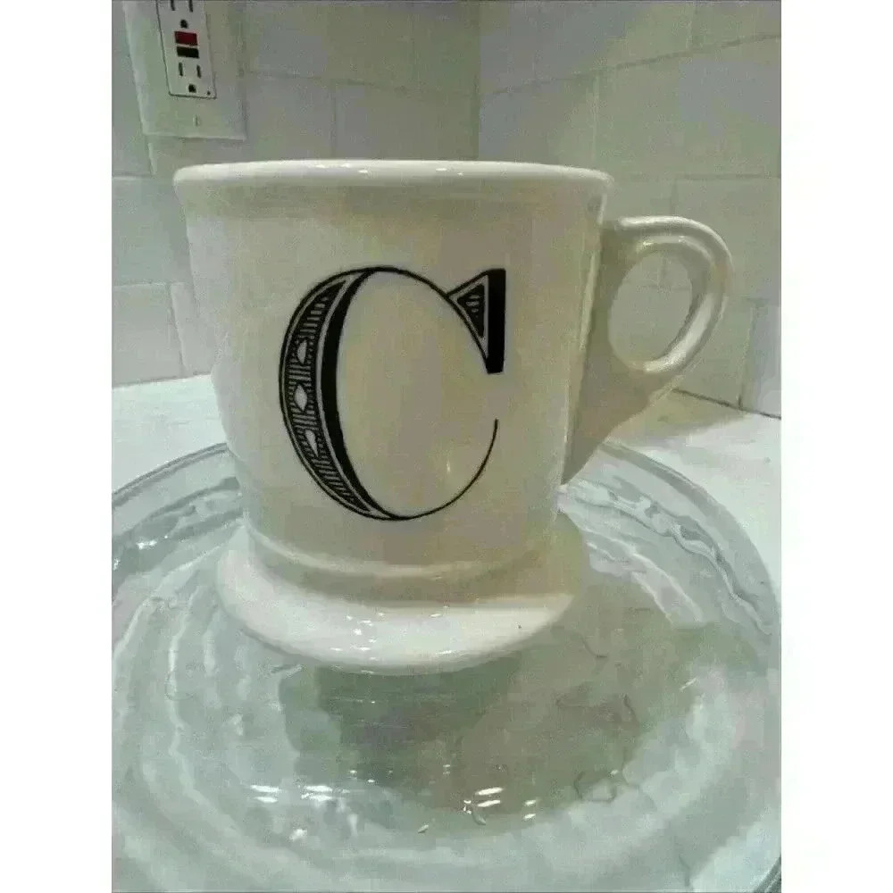 Anthropologie Monogram Mug Letter C White Coffee Tea